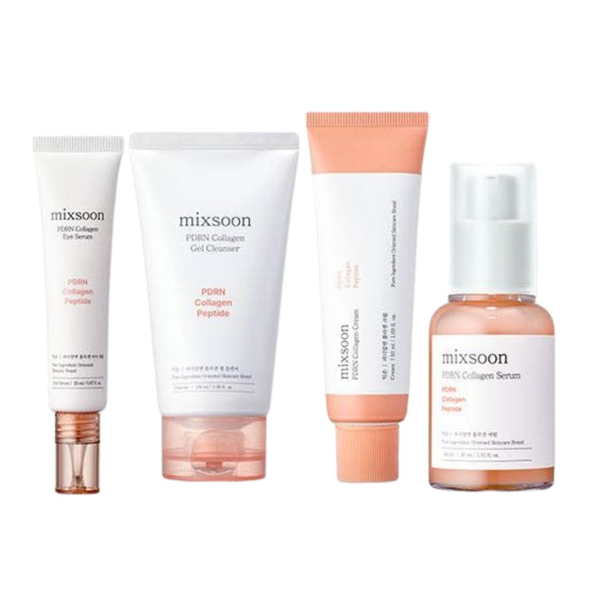 Mixsoon PDRN 4-Item Special Set Revitalizing Collagen and Firming Glow Kit (Cleanser 100ml + Cream 50ml + Eye Serum 20ml + Serum 30ml)