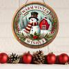 Round Wooden Christmas Door Hanging Sign Decoration for Porch or Tree