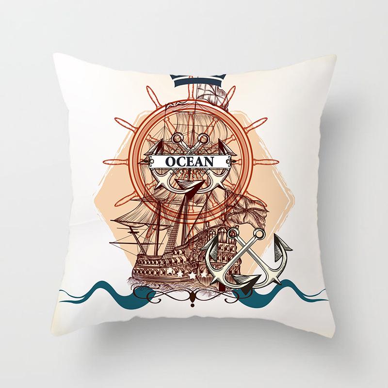 Ins Home Supplies Hand-painted Ocean Car Pillow Office Cushion Cover