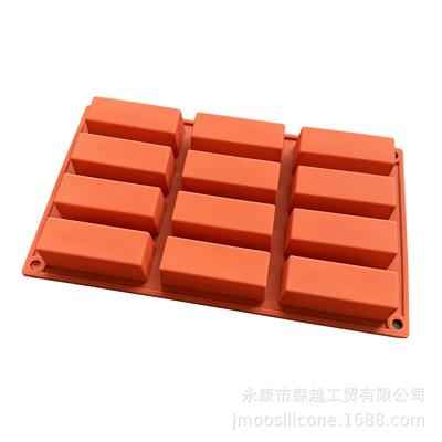 12-Cavity Rectangular Silicone Mold for Mousse Cake, Chocolate, Sandwich, and Ice Cream