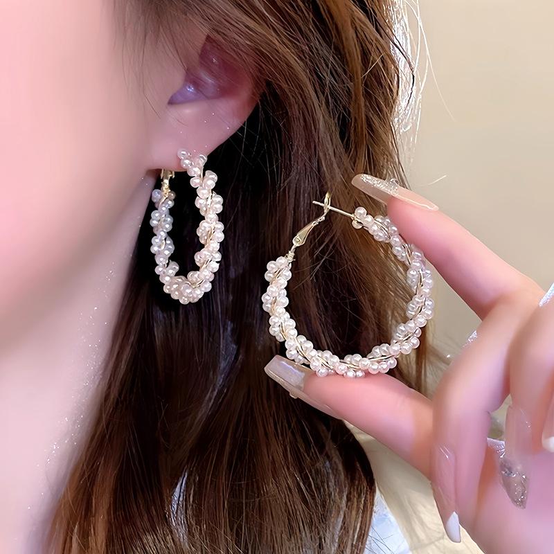 French Floral Pearl Tassel Earrings: Vacation Style, Sweet Temperament, High-End Luxury Jewelry for Women