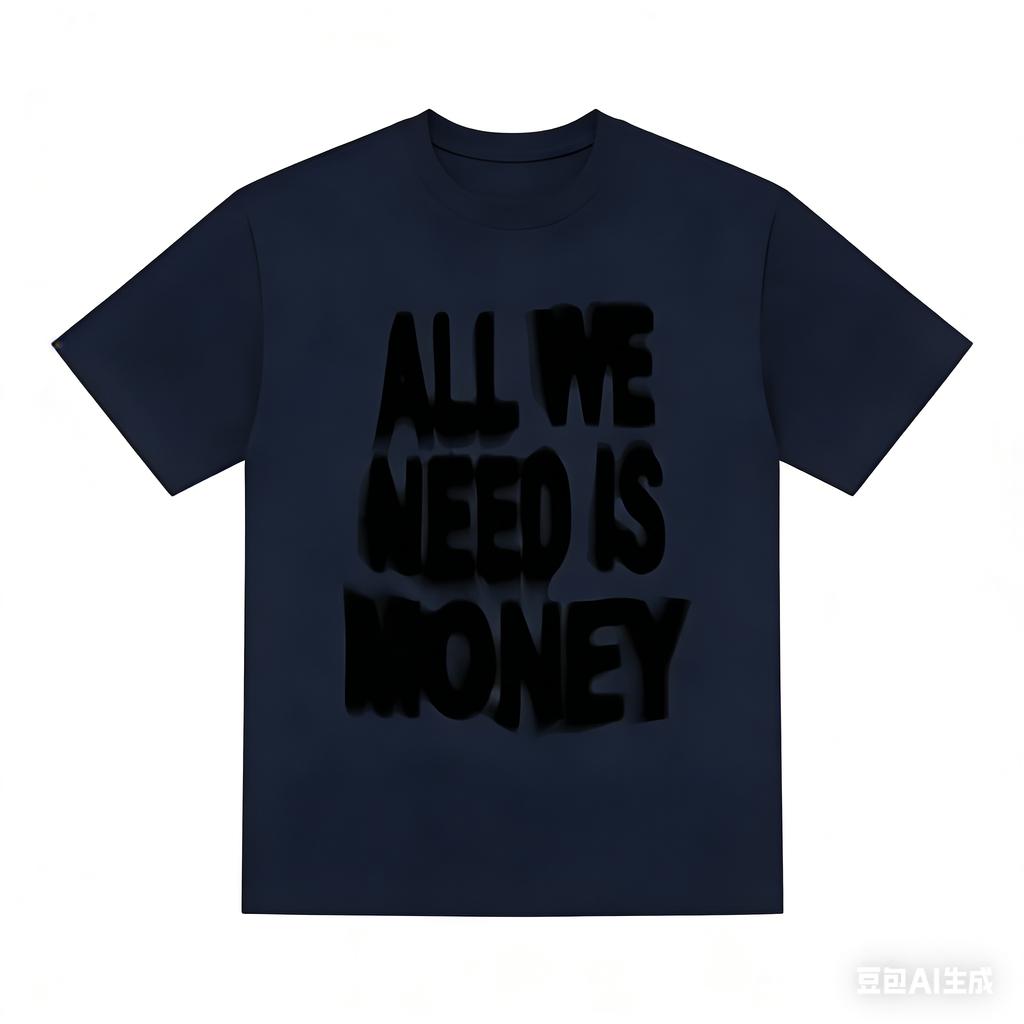 Mens and Womens Retro Loose Tshirts All We Need Is Money Print Pattern White and Black Casual Street Style