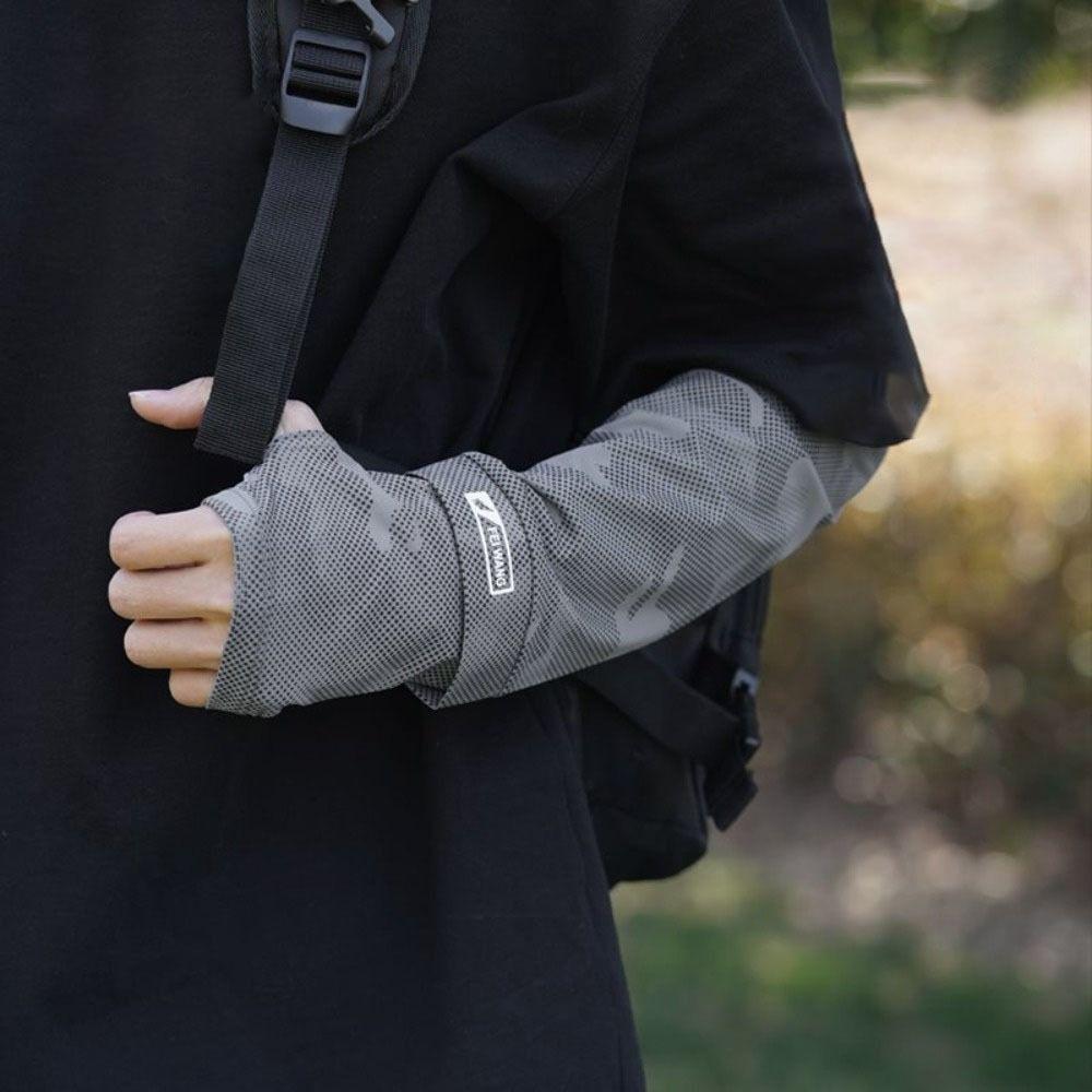 

Ice Silk Men s Sunscreen Sleeves Breathable Arm Sleeves Fashion Fishing Sleeves Sports темно-серого