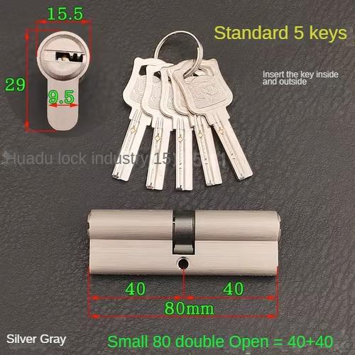 5pcs Keys Lock Cylinder,Door Cylinder 50-120mm Biased Lock Cylinder Double-side Lock Core Anti-Theft Entrance Brass Door Lock