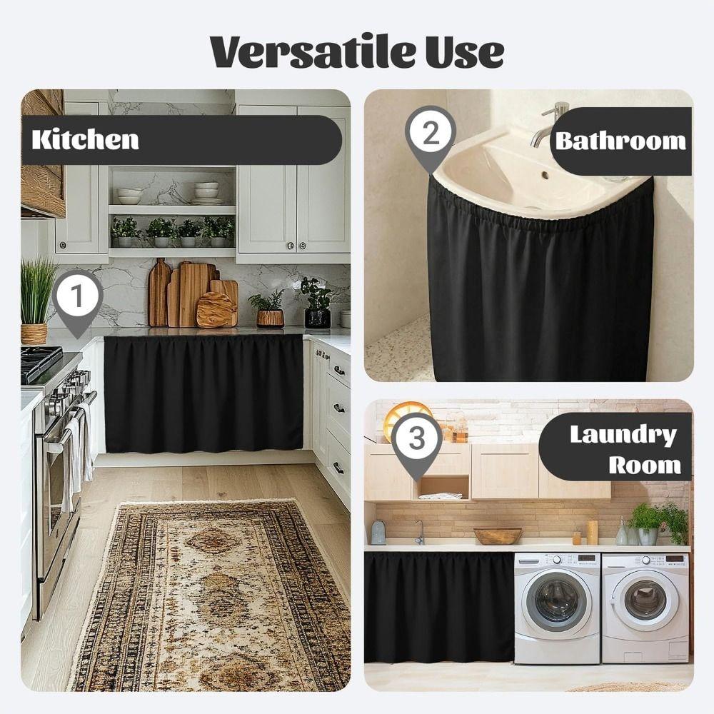 Washable Under Sink Curtain Removable Bathroom Vanity Cover Bathroom Sink Skirt  Laundry Room