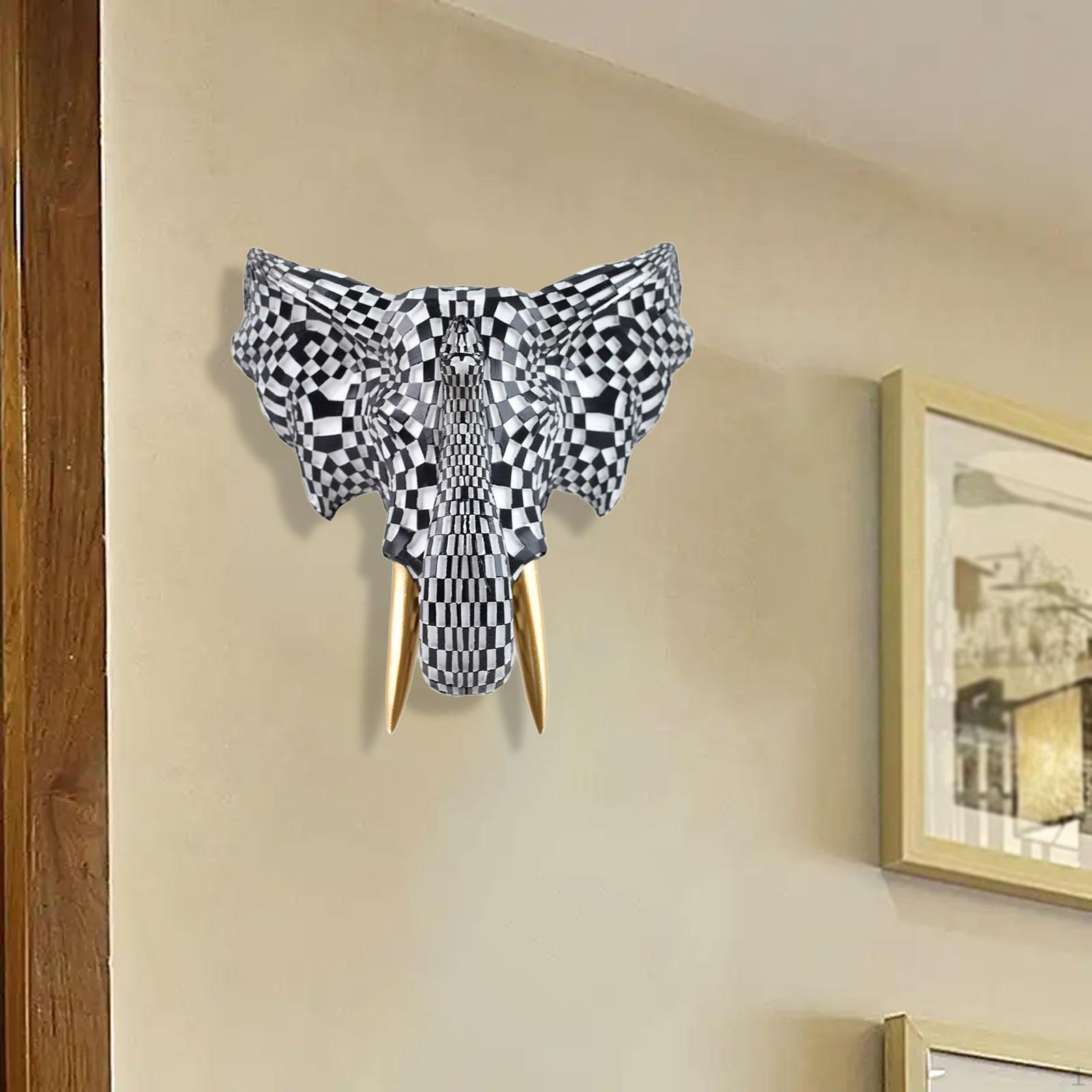 

Decorative Head for Wall Mounting, Artistic Statue, Resin Hanging Ornament, Sculpture. Black White
