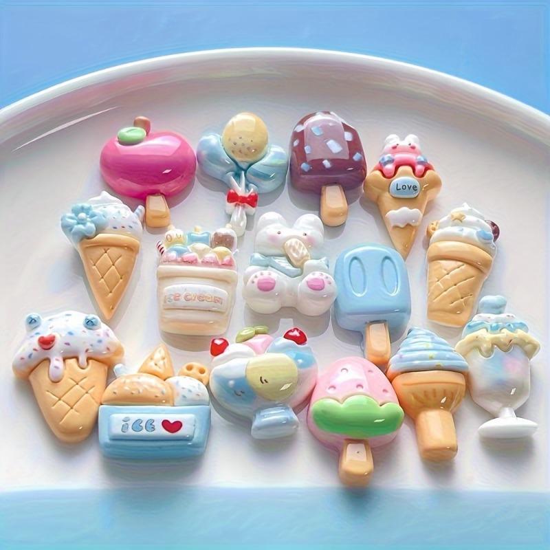 Cartoon Glossy Ice Cream Cone Popsicle Resin DIY Cream Glue Handmade Hair Clip Accessories