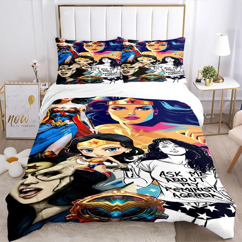 3pcs Wonder Woman Cover Set,Soft Comfortable Duvet Cover,Guest Room (1*Duvet Cover + 2*Pillowcases, Without Core) yy251024179
