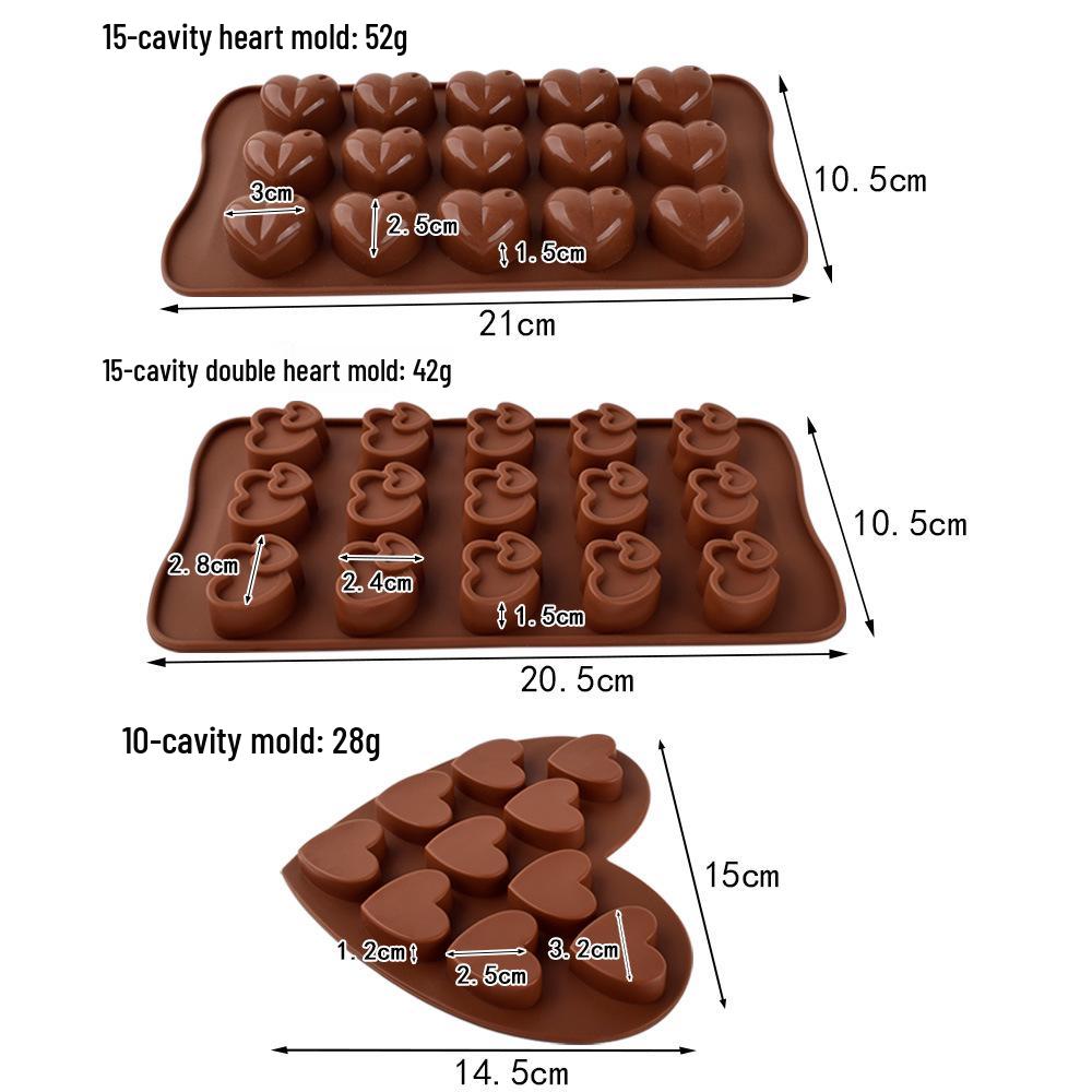15-Cavity Heart-Shaped Silicone Mold for Chocolate, Candy, Cake, Ice Cubes, or Epoxy.