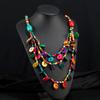 Bohemian Holiday Style Colorful Wood Necklace with European and American Ethnic Style Long Style Exaggerated Personalized Accessories for Women