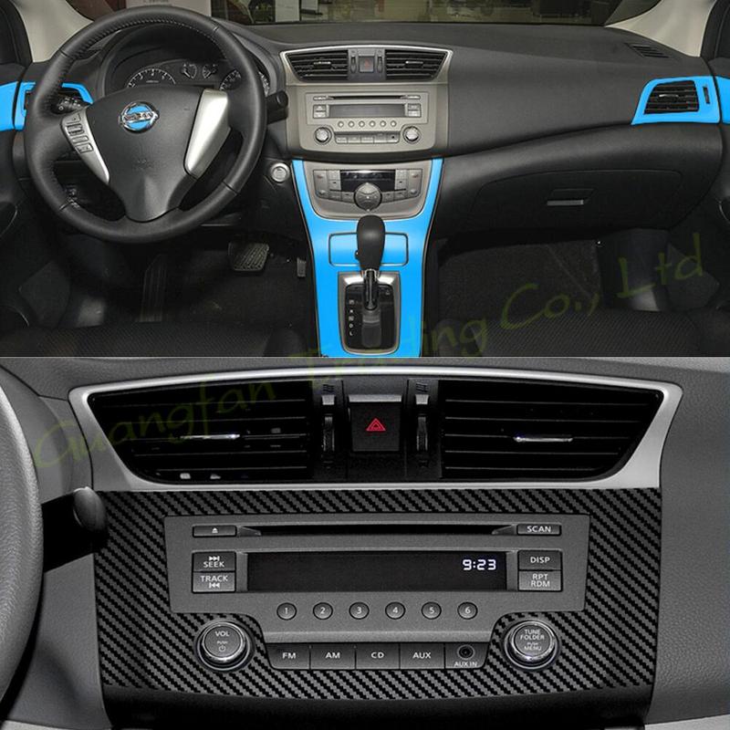 3D/5D Carbon Fiber Car-styling Interior Cover Console Color Stickers Decals Parts Accessories For Nissan Sentra Sylphy 2012-2015