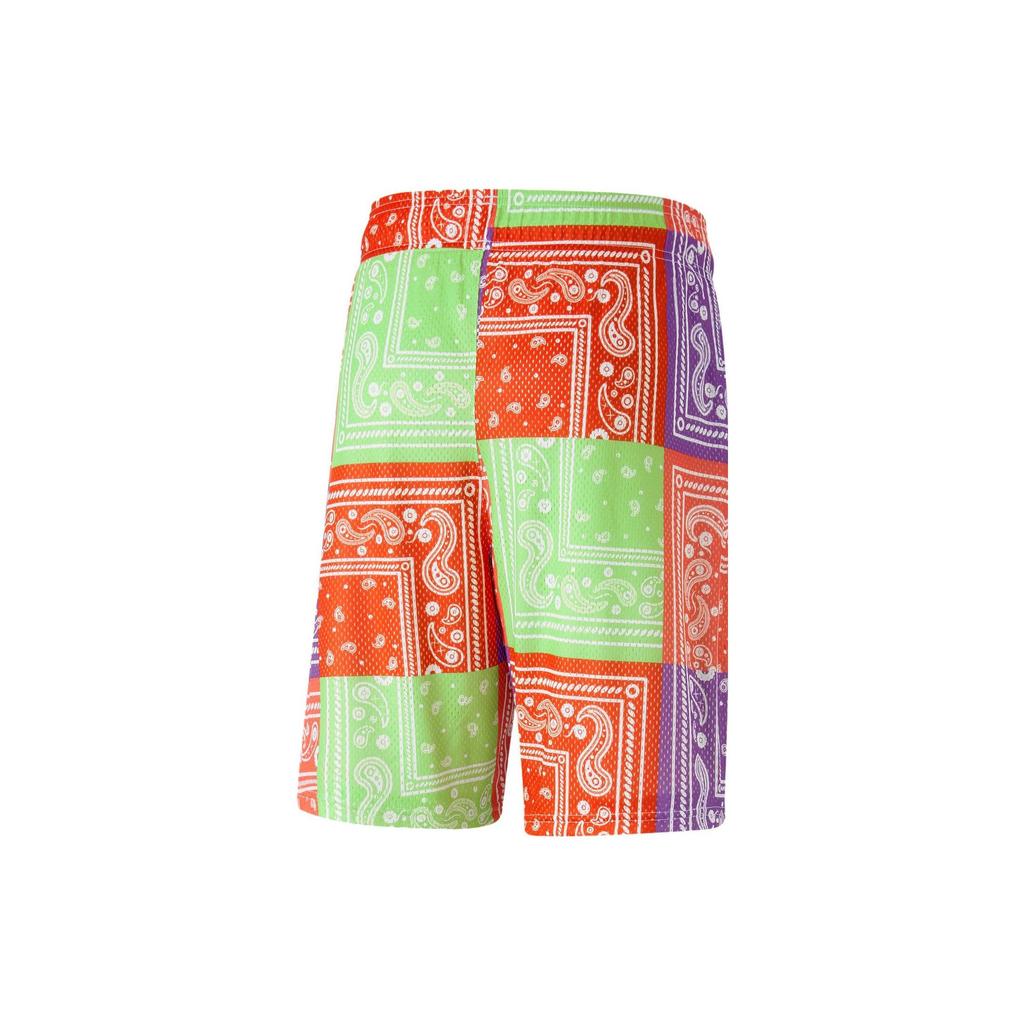 Puma Fit Cashew Flower Logo Print Basketball Sports Casual Shorts Unisex Shorts Red Green 537101-01