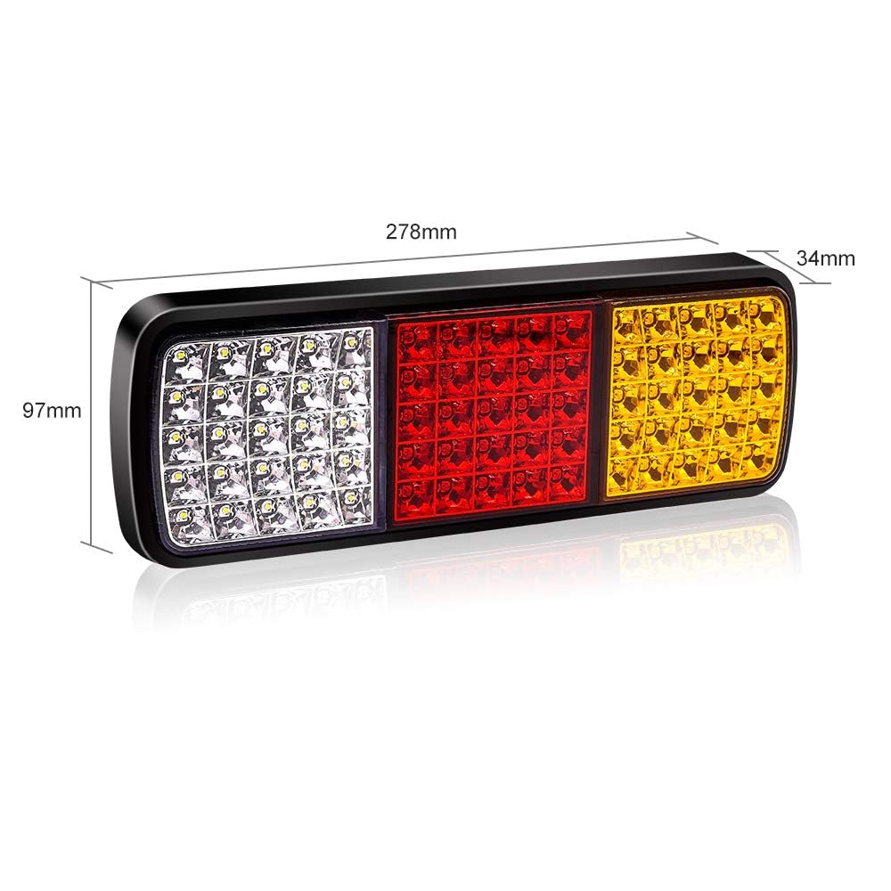 Aoling Truck Tail 12V Trailer Tail Lights for Universal Rear Brake Reverse Turn Signal 75 High Set of 2 Lights, Boats, Waterproof, 3-Color (Red,