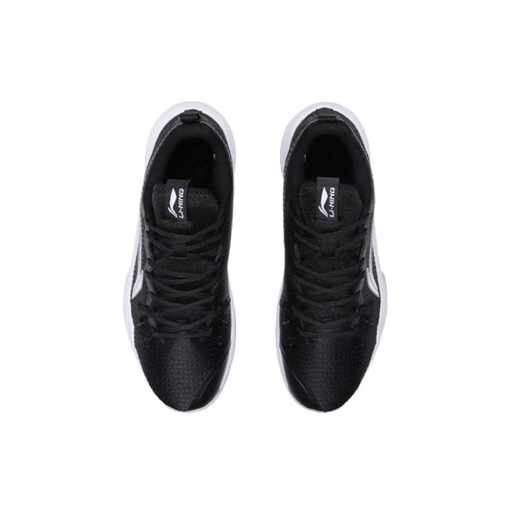 Li Ning Magic Cloud Abrasion Resistant Breathable Low top Basketball Shoes Men's Black White Fleece Lined ABPQ043-7