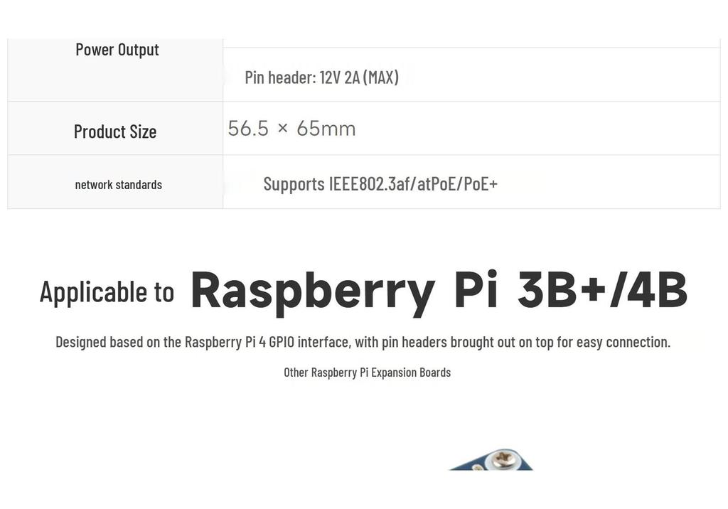 Raspberry Pi 4 Ethernet POE Power Supply Board, 802.3af/at Standards Compatible