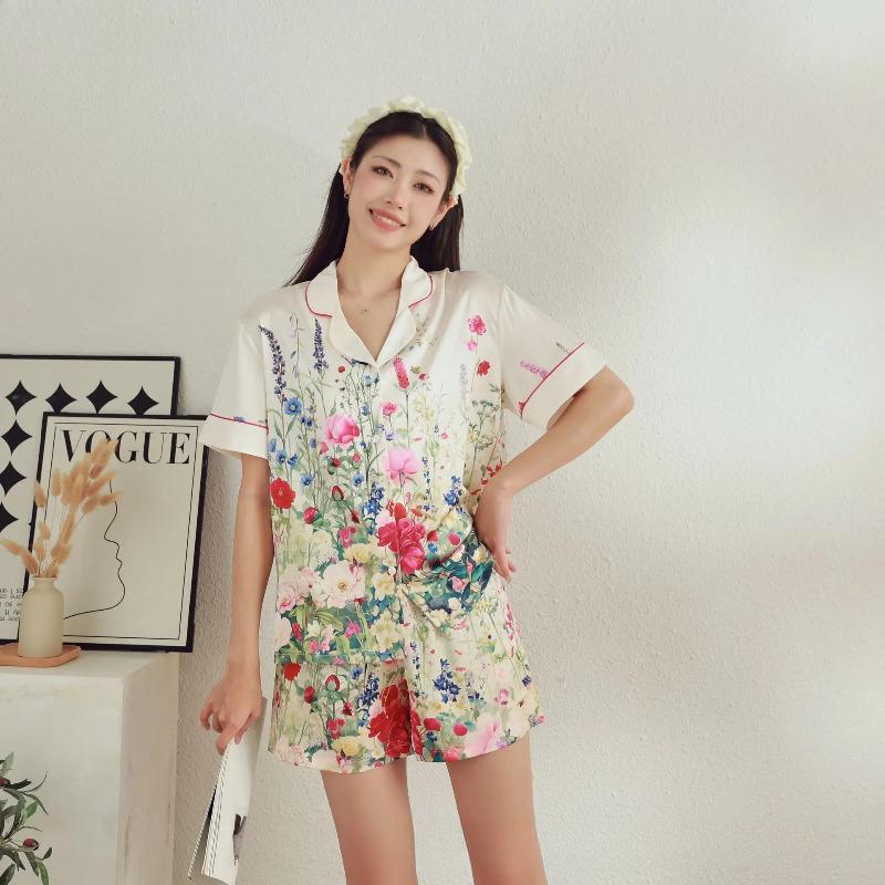 Pajamas, Women's Cartoon Printed Suit, Short Sleeved Shorts, High-end Home Clothes, Worn for External Wear