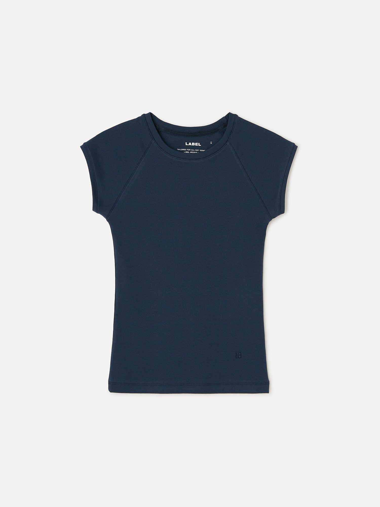 Label Archive W Ava Cap Sleeve T-Shirt Navy 1