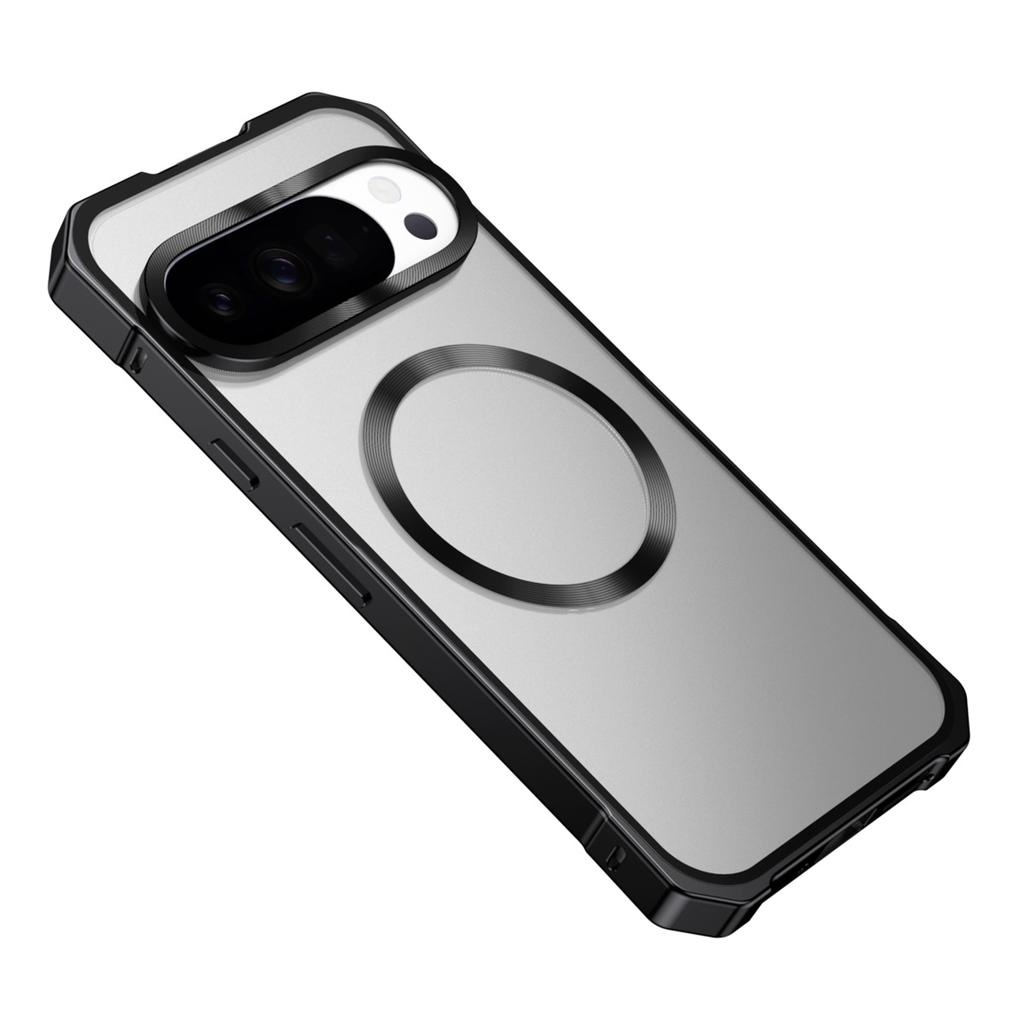 For Google Pixel 10 Pro XL Case Compatible with MagSafe Hard PC Metal Frame Frosted Phone Back Cover