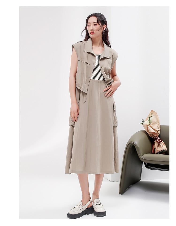 Fashion Dress Set for Women's Summer Slimming and Age Reducing Vest, Mid Length Skirt, Two-piece Set