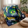 Brazil Football Printed Flannel Blanket Skin Friendly Warm Decorative Throw for Indoor Couch Bed Daily Use