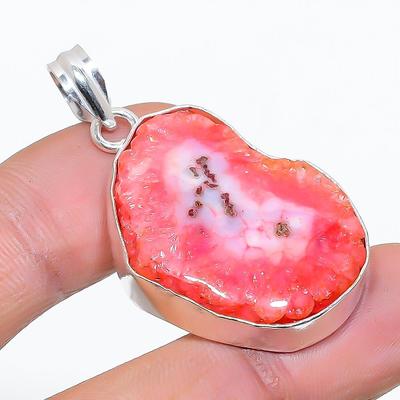 Natural Pink Solar Quartz Handmade 925 Sterling Silver Gift Pendant 1.65" I5i26