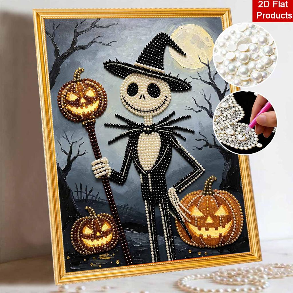 Halloween Jack Skellington Pumpkin Pearl Painting Art Kit Handmade Diy Home Decorations