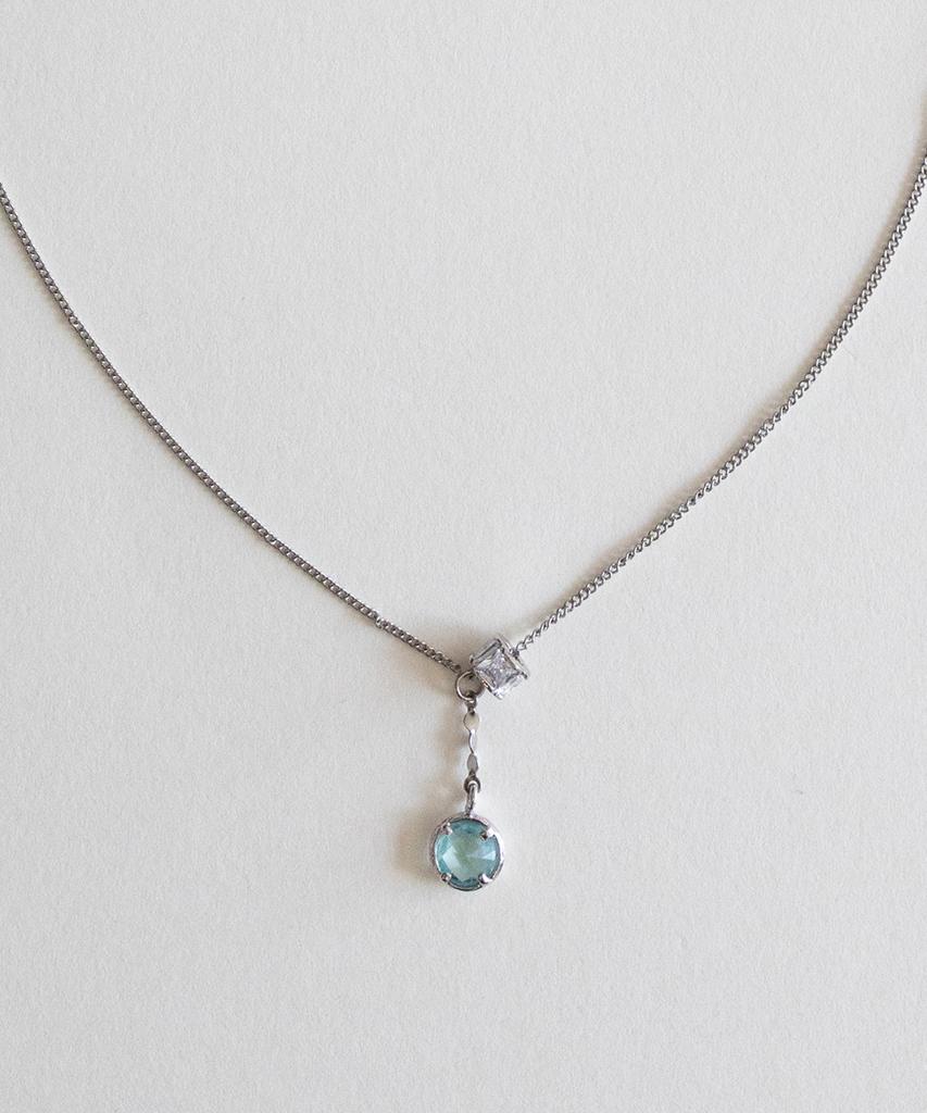 Merrymotive Clear Aqua Drop Point Necklace