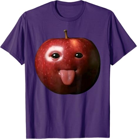 Lustiges albernes KI Apfel Gen Z Meme Gehirnfäule Humor Zunge raus T-Shirt Obstliebhaber Y2k Kunst Ästhetik Oberteile Sigma Apfel Rizz Spruch T-Shirt