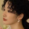 Natural freshwater pearl moon stud earrings for women, French light luxury design, natural white butterfly mother-of-pearl, crescent pendant earrings