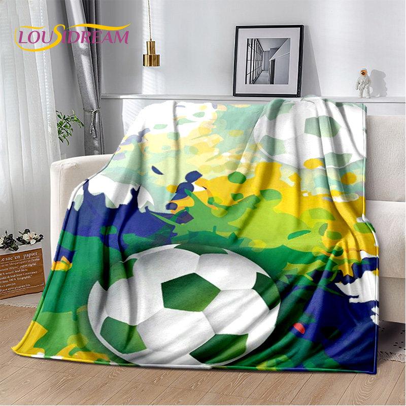3D Football Art Cartoon Soft Plush Blanket,Flannel Blanket Throw Blanket for Living Room Bedroom Bed Sofa Picnic Cover Bettdecke