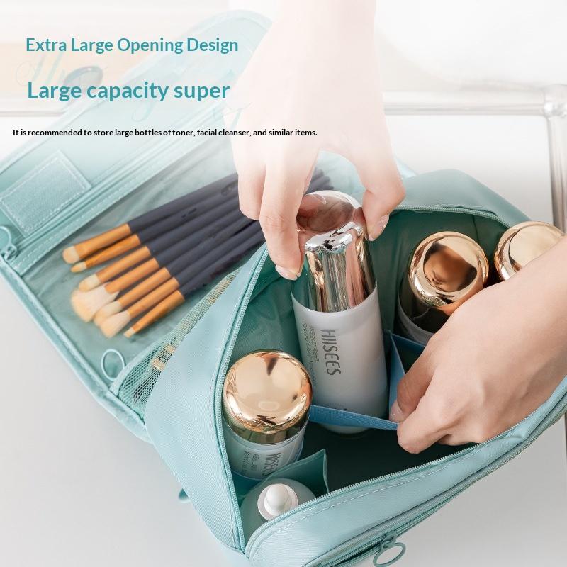 1Pcs Waterproof Women Cosmetic Storage Bag Portable Toiletry Washbag With Hanging Hook Large Capacity Travel Makeup Case