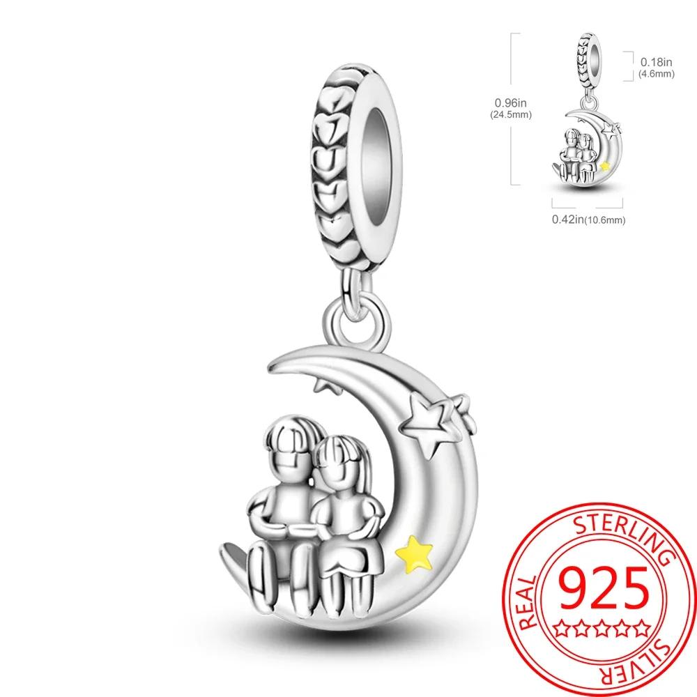 925 Silver Romantic Love Story Charm Pendant for DIY Bracelet Couple Engagement Jewelry Gifts for Her