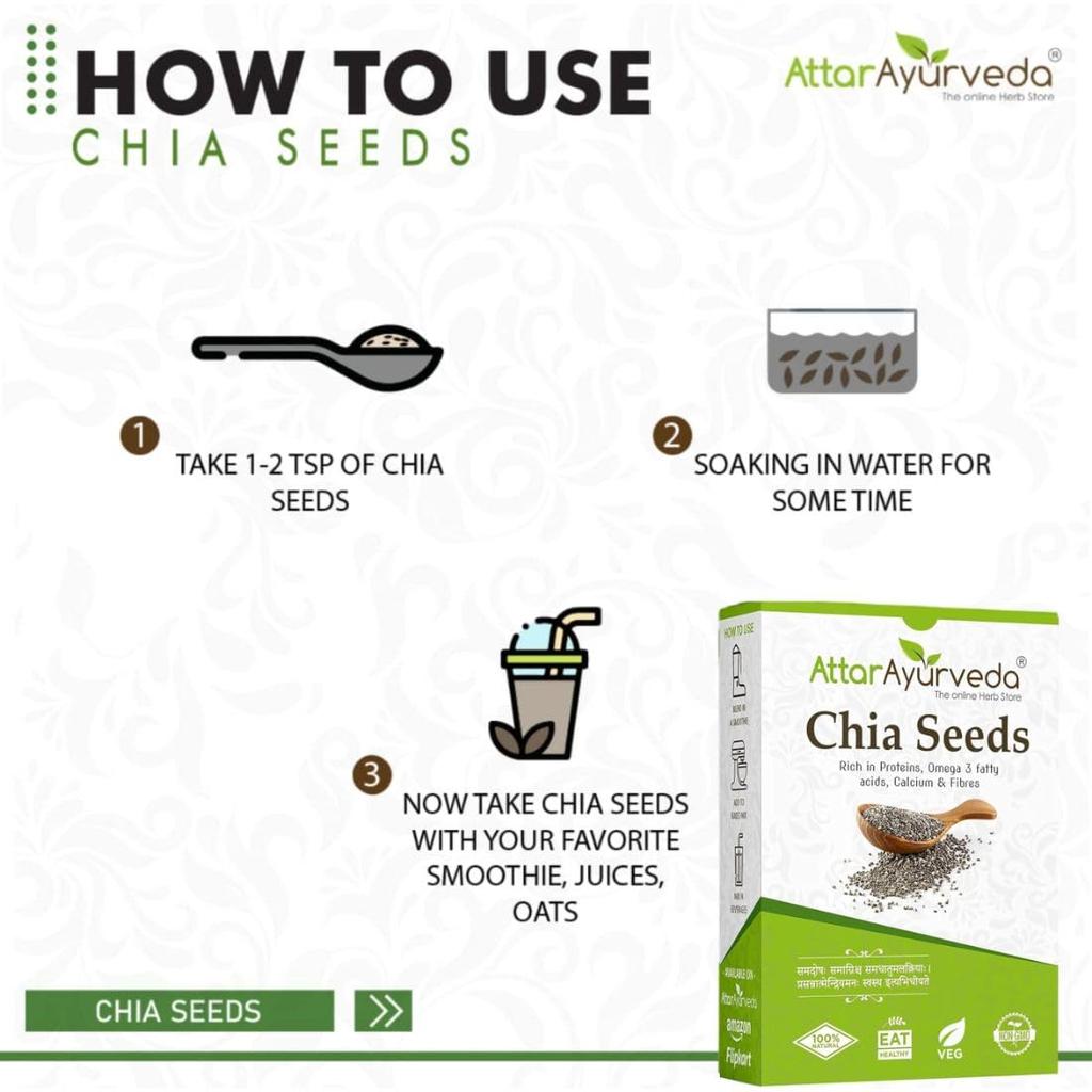 Attar Ayurveda Chia Seeds 250 gm Pack of 1 | Pure Natural Superfood for Weight Control, Heart Health, and Digestive Wellness