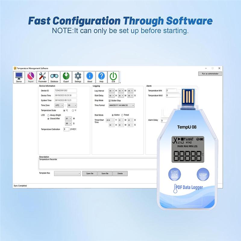 IP67 Waterproof USB Digital Temperature Data Logger 5-Pack Auto PDF/CSV Reports For Cold Chain Monitoring Single Use