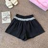 Korean Style High Waist Lace Trim A-Line Sports Shorts for Women