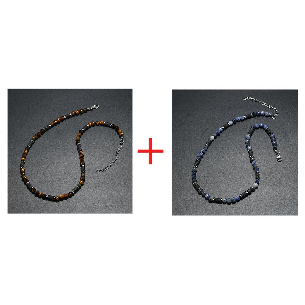 New Bohemian Men's Beaded Necklace Tiger Stone Natural Stone Fashion Trend Design Minimalist Necklace Commemorative Gift