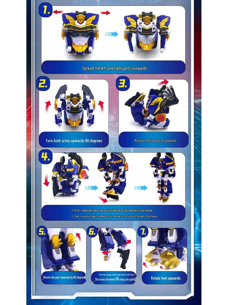 Mini Force 7 Super Agent King Power Patrol Transforming Robot Toy Model