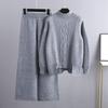Autumn and Winter New Thin Knitted Suit Women's Thickened Loose Turtleneck Sweater Wide-leg Pants Two-piece Set Trendy Fashion