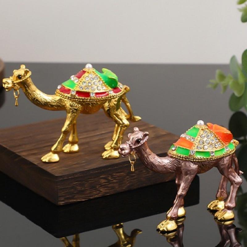 Mini Jewelry Storage Box Inlaid Gem Organizer Exquisite Camel Shape Earrings Ring Holder Storage Jar Unique Festival Gift