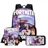 3Pcs Set School Backpack With Front Pocket & Crossbody Bag & Pencil Bag,Cartoon Fortnite For Age 6-10,Lightweight For Boys Girls