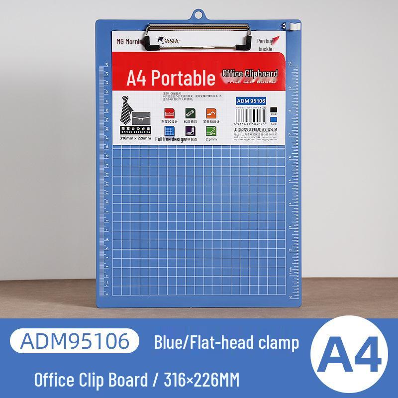 Portable A4 Clipboard with Pen Clip, Scale, and Hanging Hook for Office and Homework