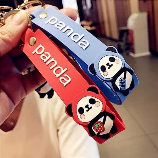 AIXUANDigar's Cute PVC Panda Keychain Idea New Year's Gift Animal Pendant Car Key Pendant Metal Keychain (Yellow)