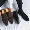 Large size matte leather three joints pointed business dress leather shoes size 38-48 groom wedding shoes men