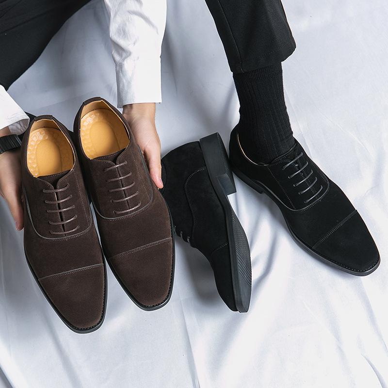 Large size matte leather three joints pointed business dress leather shoes size 38-48 groom wedding shoes men