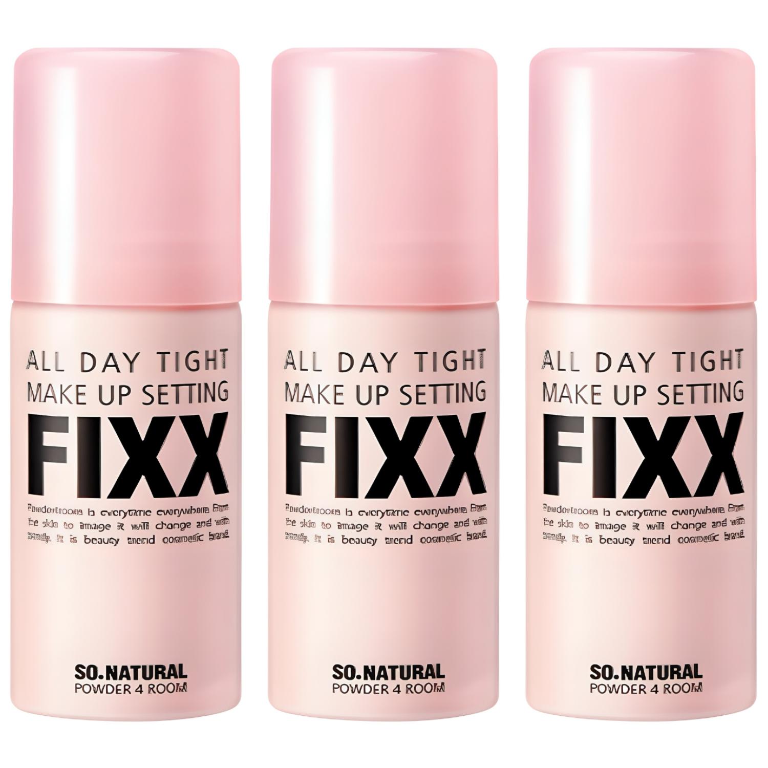 So Natural All Day Tight Makeup Setting Fixer 35ml x 3ea - Long-Lasting Travel-Size Makeup Fixer & Smudge-Proof Mist for All-Day Wear