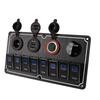 8 Gang Rocker Switch Panel 12 to 24V 2 Blue LEDs with DIY Sticker 5 Pin Waterproof for Cars RVs Yachts Ships