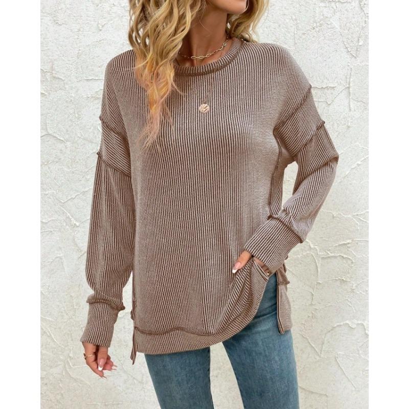 IHUASU Women's Fashion Casual Long Sleeve O-Neck Blouses & Shirts