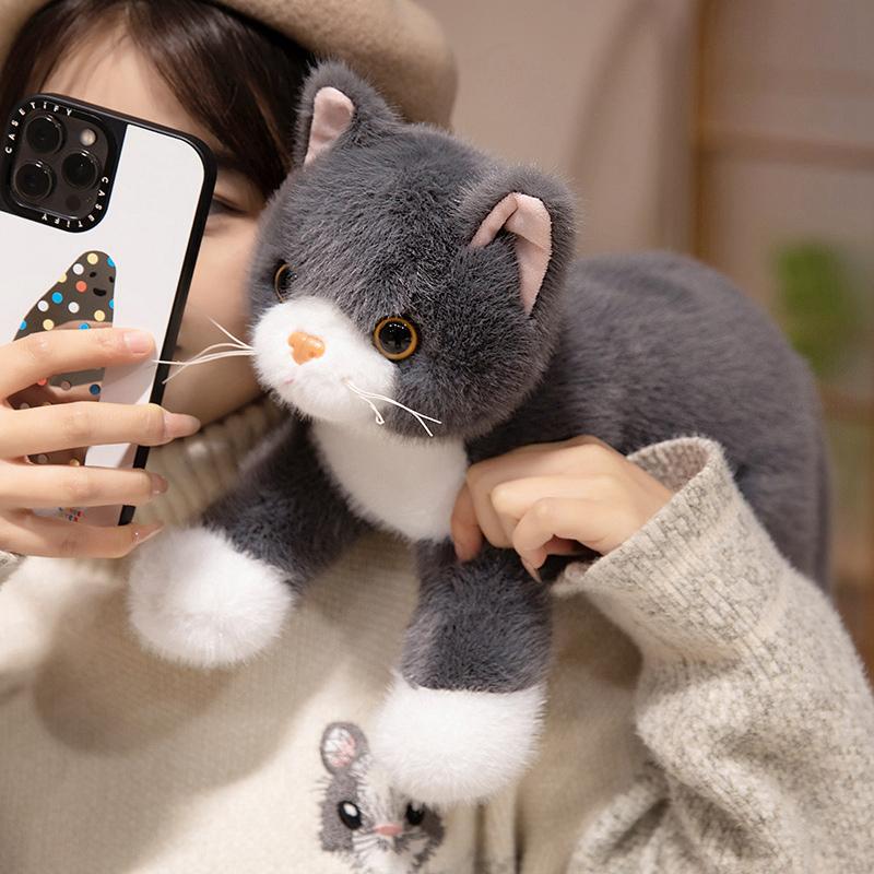 Simulation Cat Plush Toys Soft Stuffed 8 Colors Kitten Model Cat Realist Animals Kitty Kids Girls Valentine's Day Birthday Gift