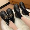 Single Shoes Women's Autumn and Winter New Chain Middle School Student Mother Flat-bottomed Lazy One-pedal Loafers Women