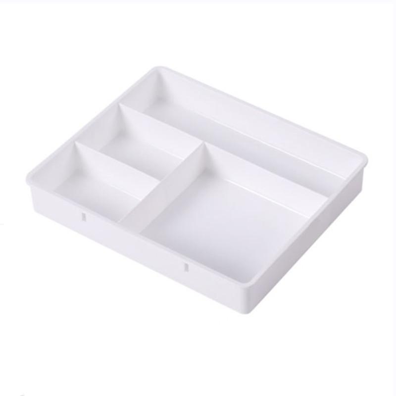 Stackable 4-Compartment Desktop Organizer Box for Stationery & Small Items 20cm x 15.5cm x 3cm белый